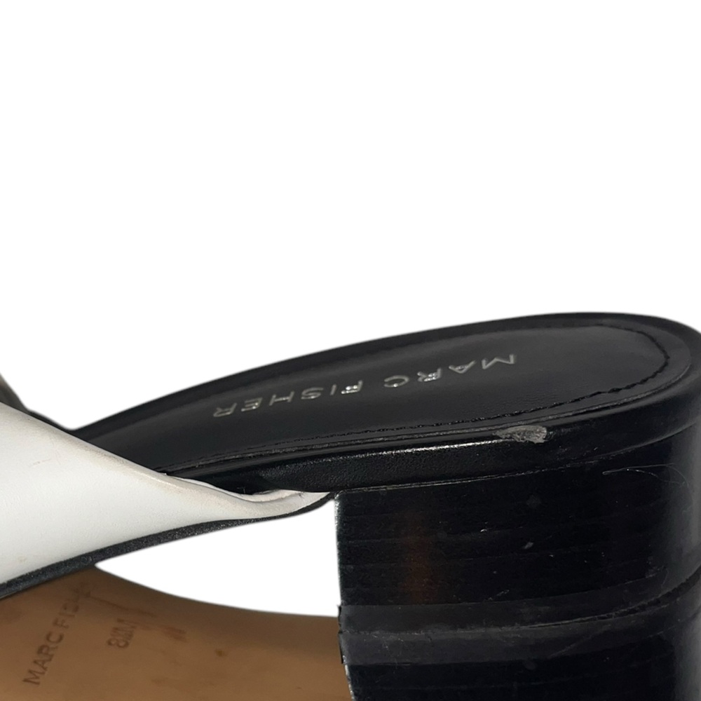 Marc Fisher Leather Heeled White Mules - Oditi Size 8.5 M - Picture 5 of 7